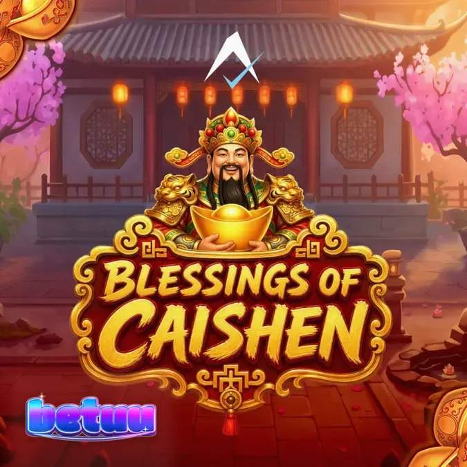 Interface do jogo Blessings of Caishen com símbolos dourados e wilds multiplicadores